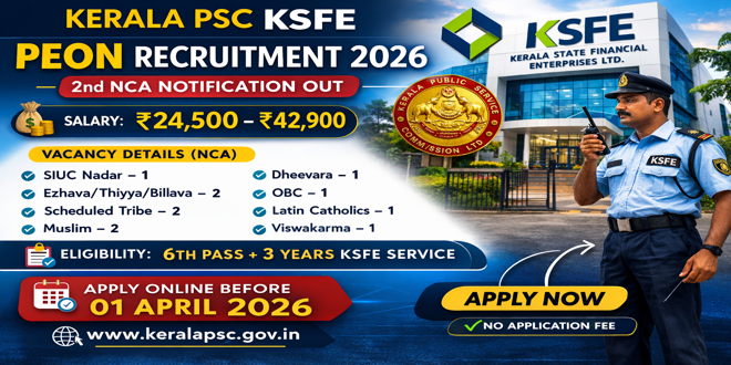 Kerala PSC KSFE Peon Recruitment 2026